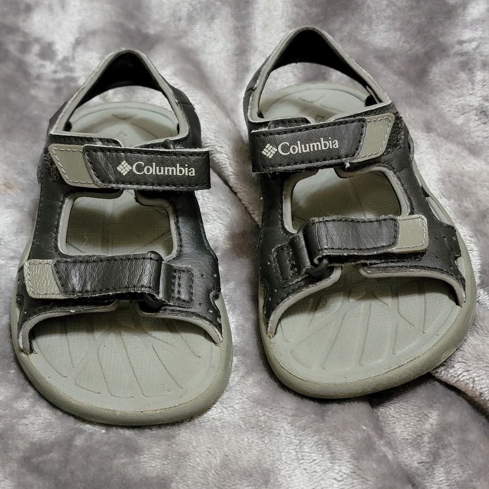 Columbia Techsun Sandals Kids Size 9 Black Grey Excellent Omni-Grip S915
